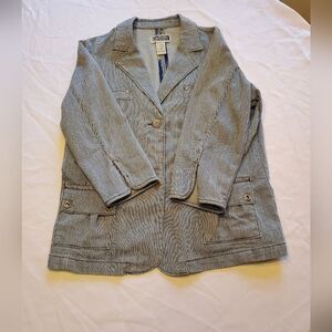 Vintage Route 66 Denim Pinstripe Ladies Jacket Blazer in Size XL